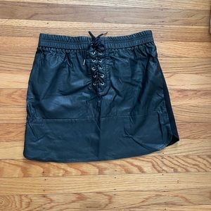 Lace-up vegan leather mini skirt